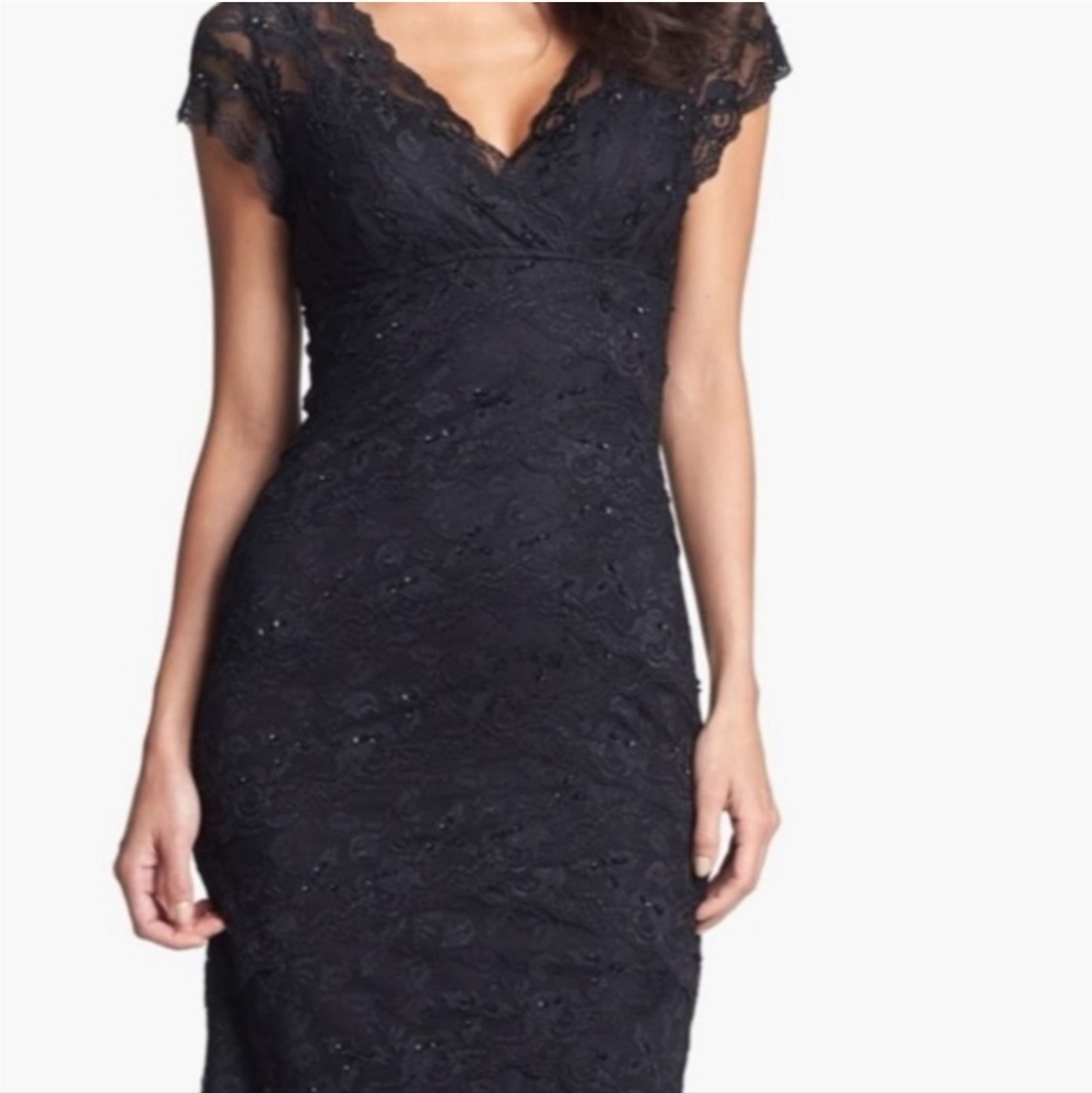 MARINA Black One Shoulder Sheath Dress